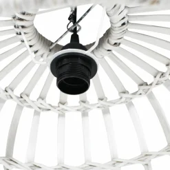Made in Meubles Suspension<Suspension blanche en bambou Rattan
