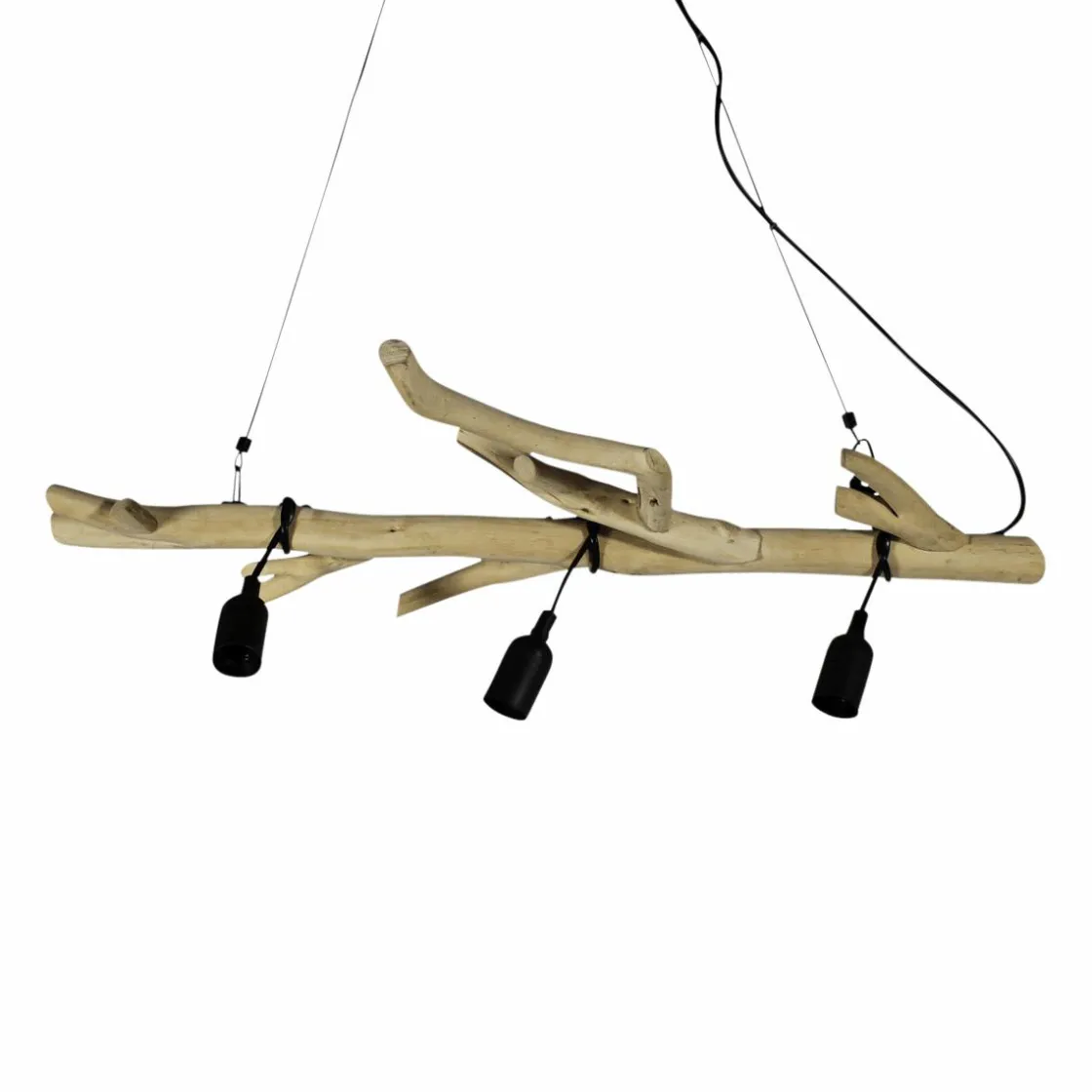 Made in Meubles Suspension<Suspension en bois et métal 3 lampes Naomi