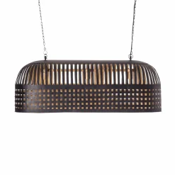 Made in Meubles Suspension<Suspension striée en métal noir Luna