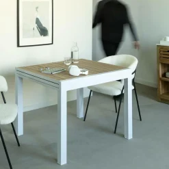 Made in Meubles Table À Manger<Table à manger carrée en aluminium blanc Ayden