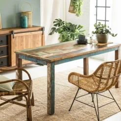 Made in Meubles Table À Manger<Table à manger en bois recyclé coloré Ethnik