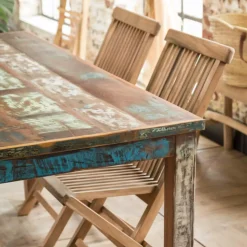 Made in Meubles Table À Manger<Table à manger en bois recyclé coloré Ethnik