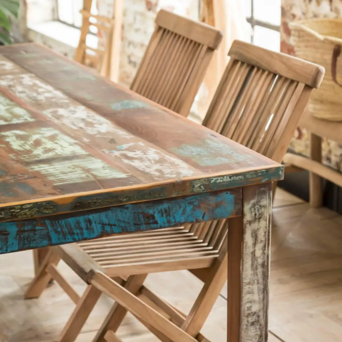 Made in Meubles Table À Manger<Table à manger en bois recyclé coloré Ethnik