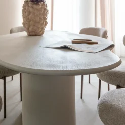 Made in Meubles Table À Manger<Table à manger nuage en bois effet béton blanc Thomas