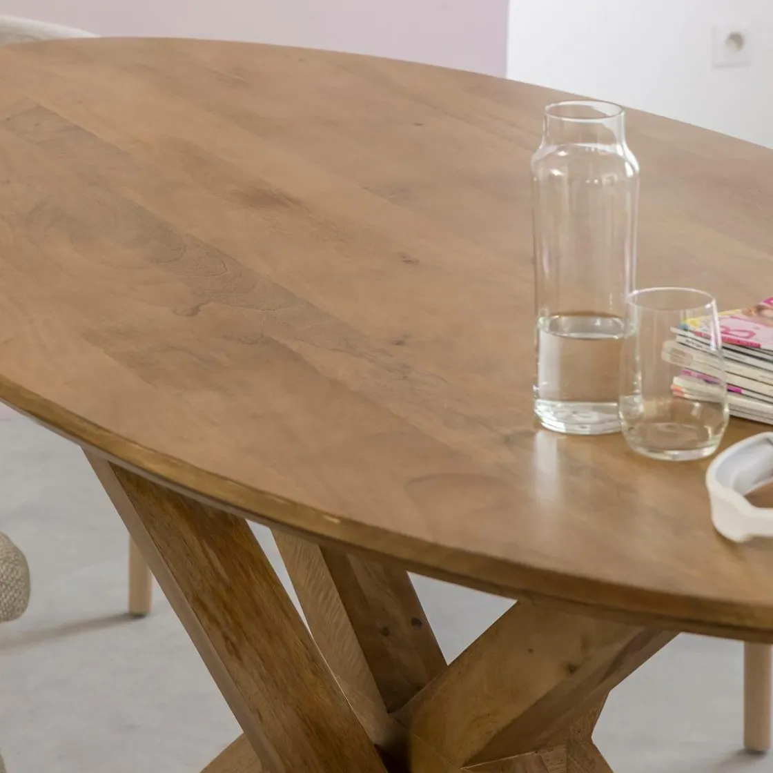 Made in Meubles Table À Manger<Table à manger ovale en bois de manguier Maloé