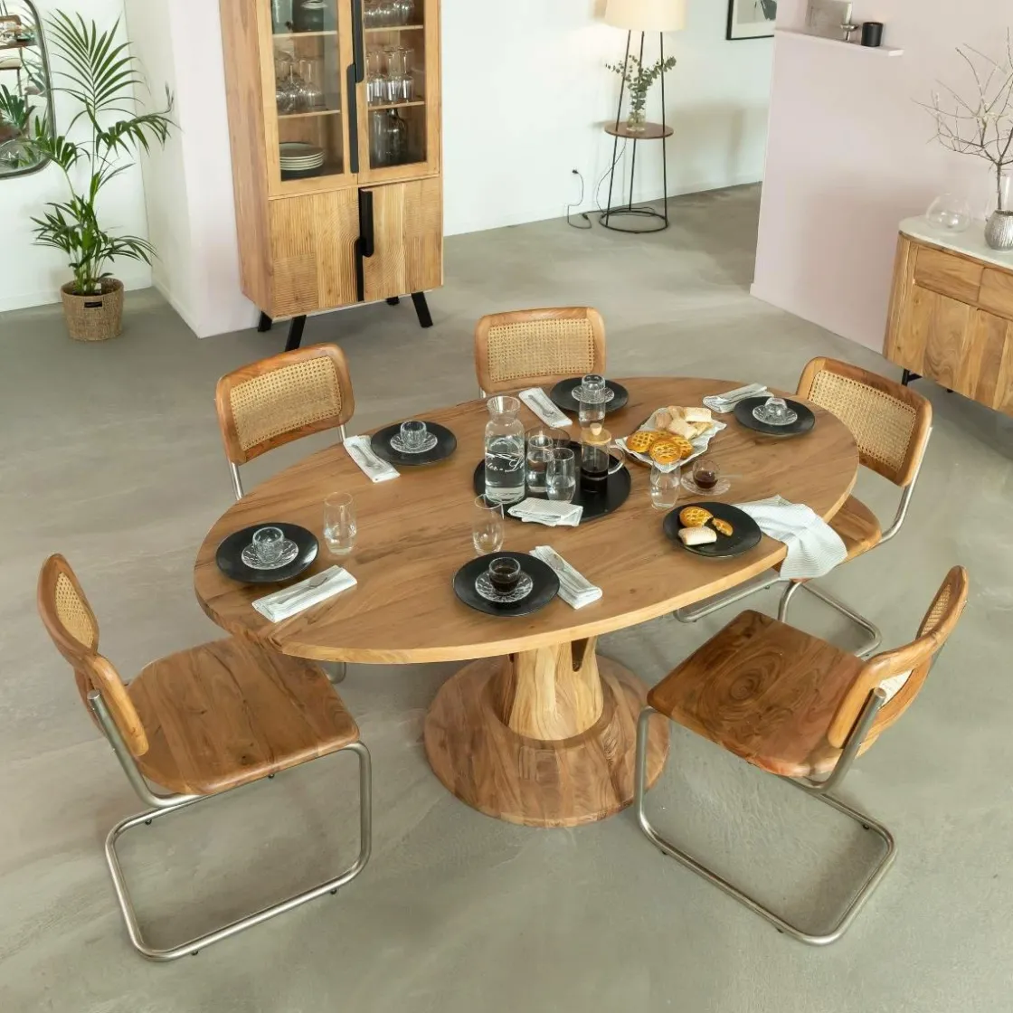 Made in Meubles Table À Manger<Table à manger ovale en bois d'acacia 175 cm Sauge