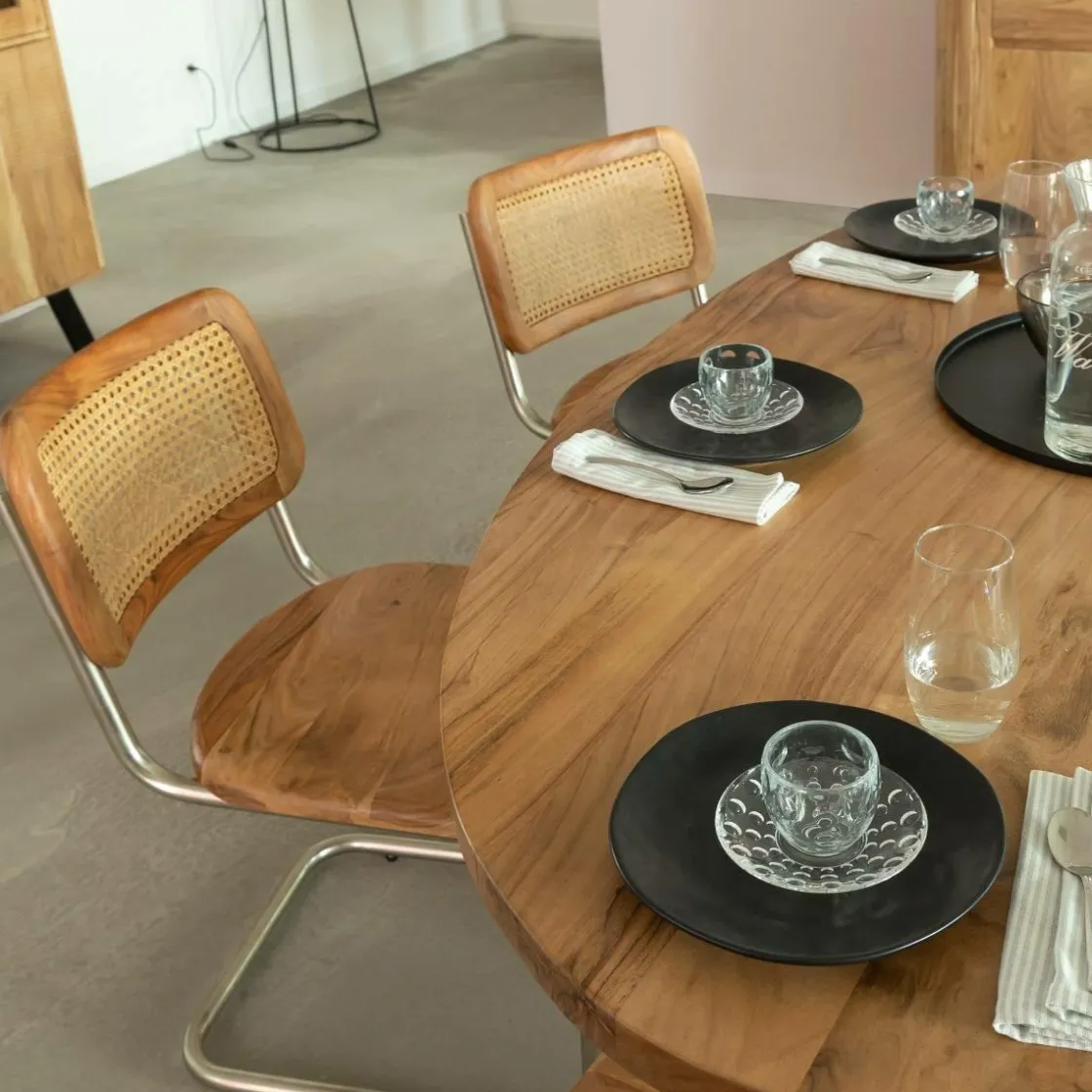 Made in Meubles Table À Manger<Table à manger ovale en bois d'acacia 175 cm Sauge