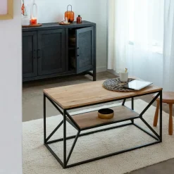 Made in Meubles Table Basse<Table basse à  double plateau en bois d'acacia Flavia