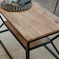 Made in Meubles Table Basse<Table basse à double plateau en bois d'acacia Flavia