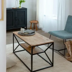 Made in Meubles Table Basse<Table basse à double plateau en bois d'acacia Flavia