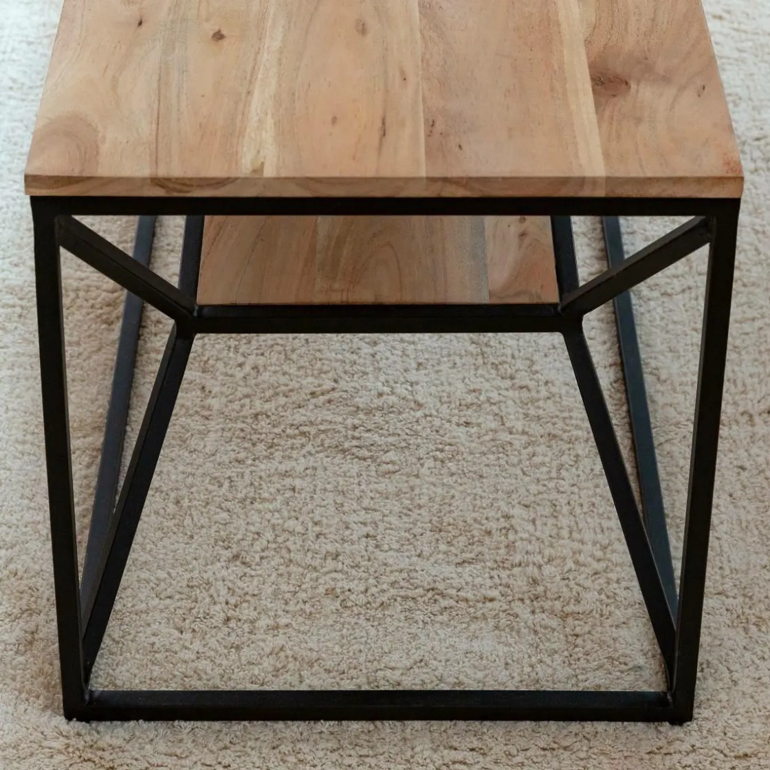 Made in Meubles Table Basse<Table basse à double plateau en bois d'acacia Flavia