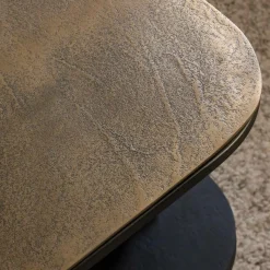 Made in Meubles Table Basse<Table basse avec plateau en aluminium doré et métal noir Victoria