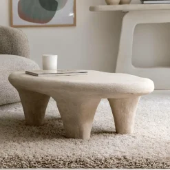 Made in Meubles Table Basse<Table basse blanche en bois effet béton Danaé