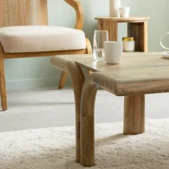 Made in Meubles Table Basse<Table basse carré en bois de manguier Zola