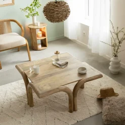Made in Meubles Table Basse<Table basse carré en bois de manguier Zola