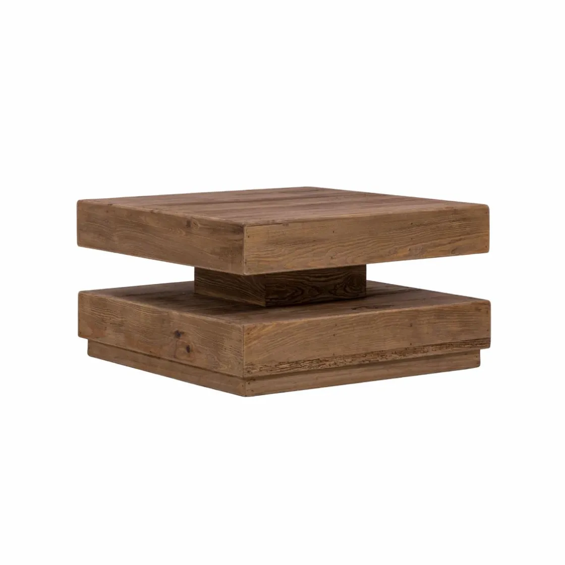 Made in Meubles Table Basse<Table basse carrée à double plateau en bois recyclé Blaise