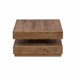 Made in Meubles Table Basse<Table basse carrée à double plateau en bois recyclé Blaise