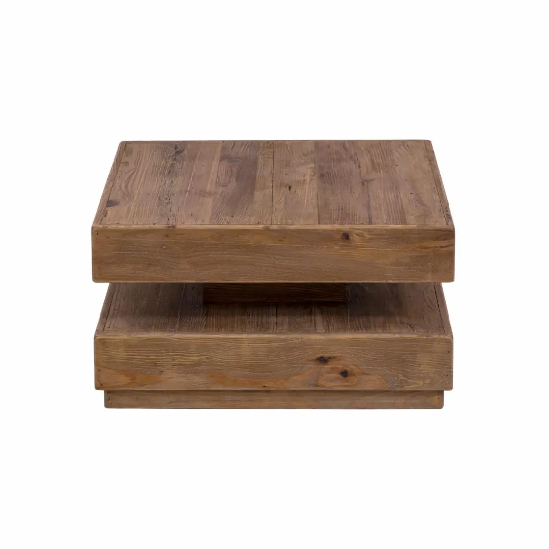 Made in Meubles Table Basse<Table basse carrée à double plateau en bois recyclé Blaise