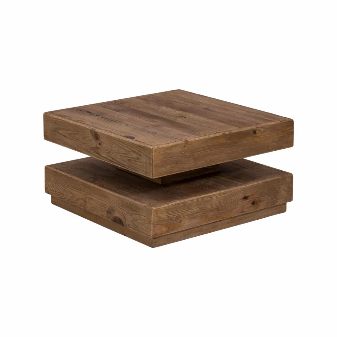 Made in Meubles Table Basse<Table basse carrée à double plateau en bois recyclé Blaise