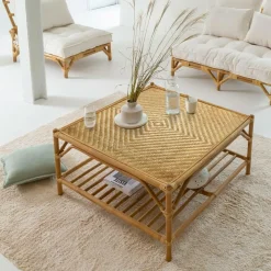 Made in Meubles Table Basse<Table basse carrée en bambou Célestin