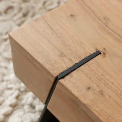 Made in Meubles Table Basse<Table basse carrée en bois d'acacia et métal Cassius