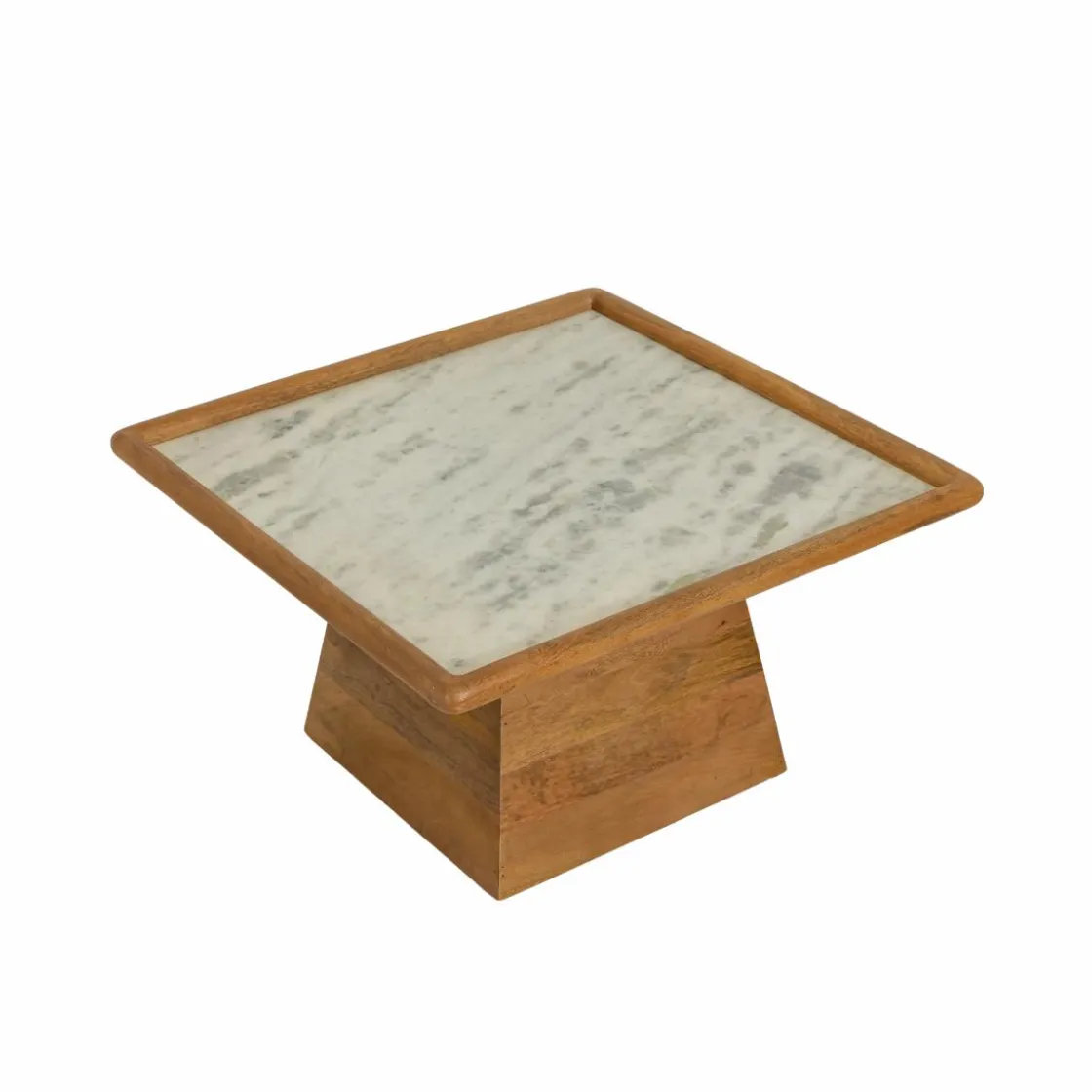 Made in Meubles Table Basse<Table basse carrée en bois de manguier et marbre Adler