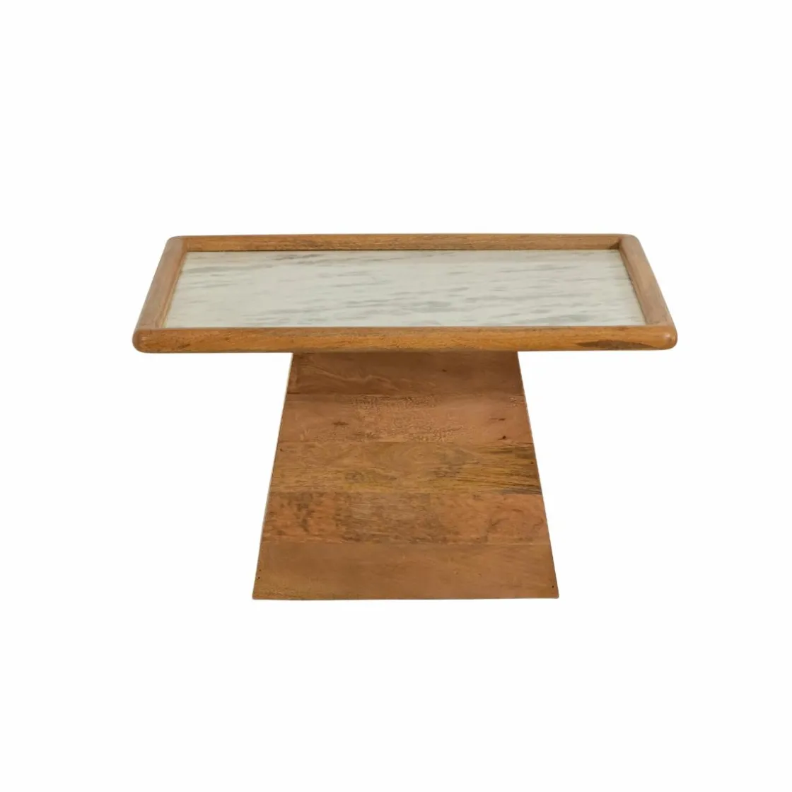 Made in Meubles Table Basse<Table basse carrée en bois de manguier et marbre Adler