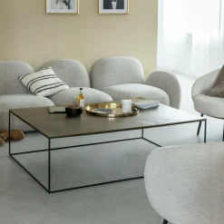 Made in Meubles Table Basse<Table basse en aluminium doré et métal noir Victoria