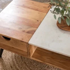 Made in Meubles Table Basse<Table basse en bois d'acacia et marbre Frida