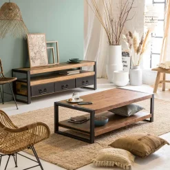 Made in Meubles Table Basse<Table basse en bois d'acacia 120 cm Havana