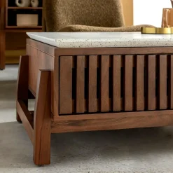 Made in Meubles Table Basse<Table basse en bois d'acacia et terrazzo Kaelis