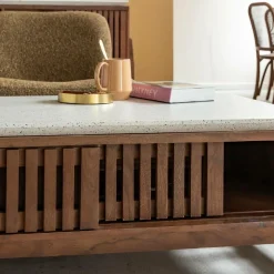 Made in Meubles Table Basse<Table basse en bois d'acacia et terrazzo Kaelis