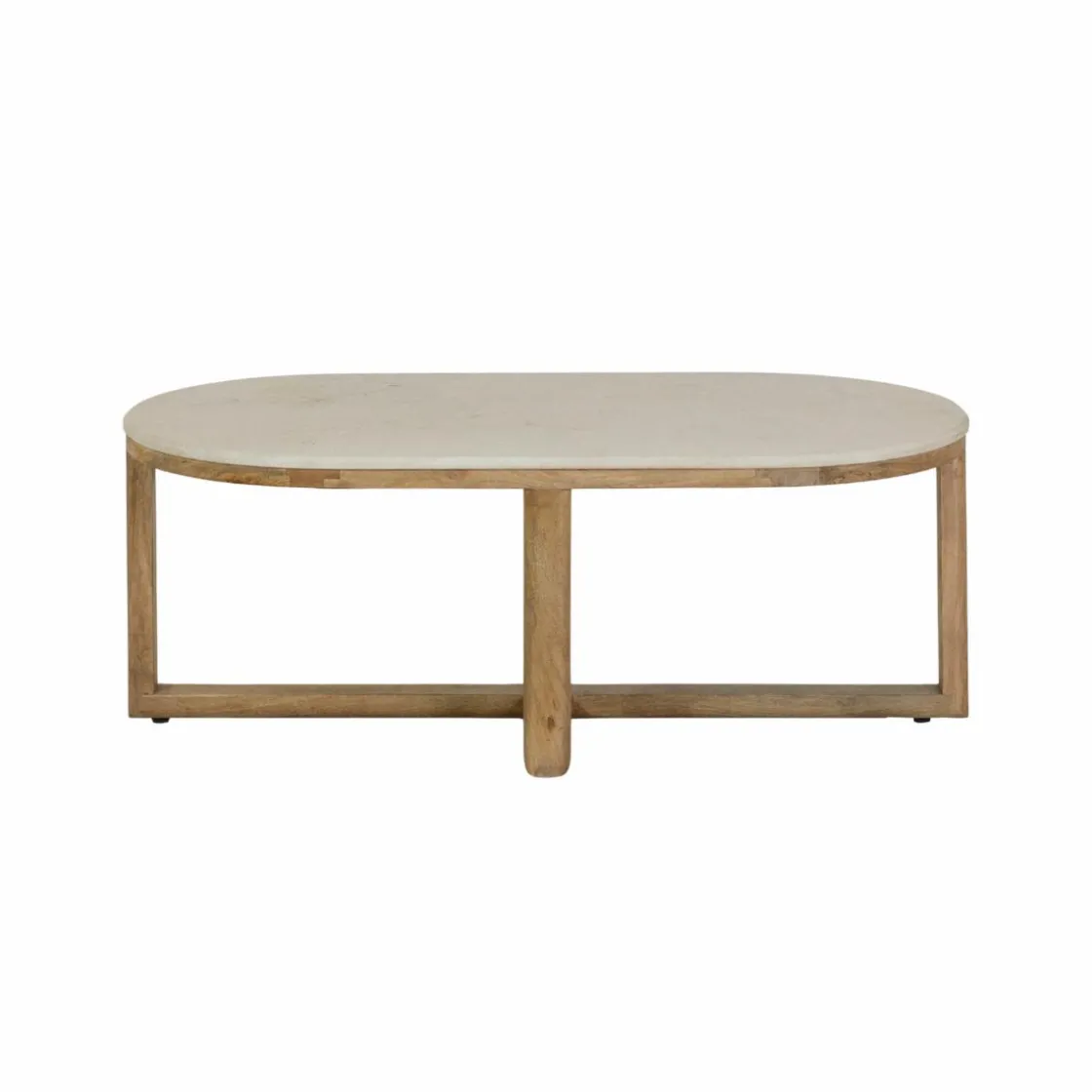 Made in Meubles Table Basse<Table basse en bois de manguier et marbre Moana
