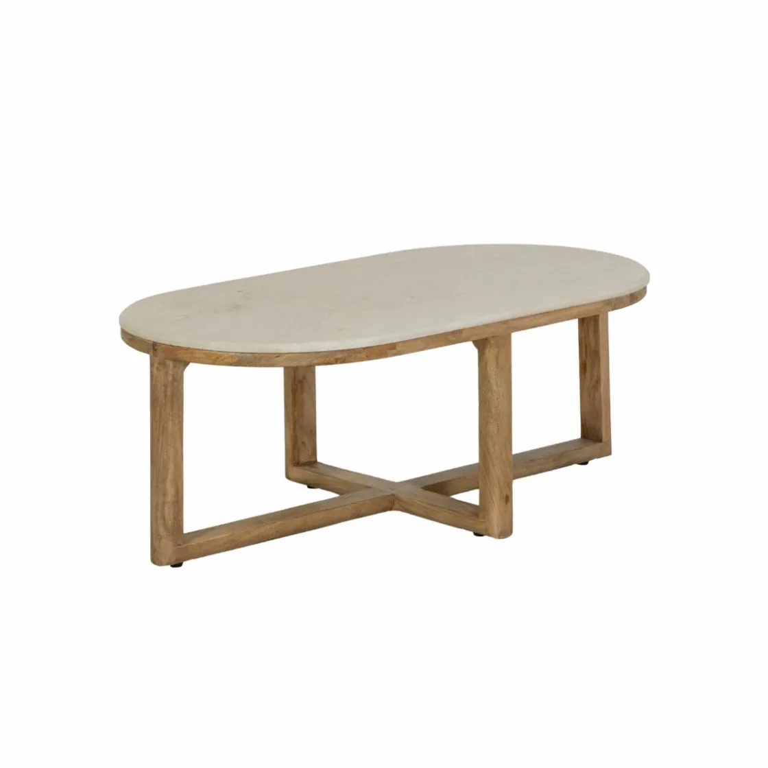 Made in Meubles Table Basse<Table basse en bois de manguier et marbre Moana