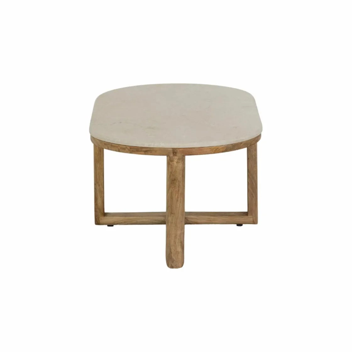 Made in Meubles Table Basse<Table basse en bois de manguier et marbre Moana