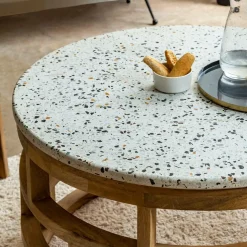 Made in Meubles Table Basse<Table basse en bois de manguier et terrazzo Ambrine