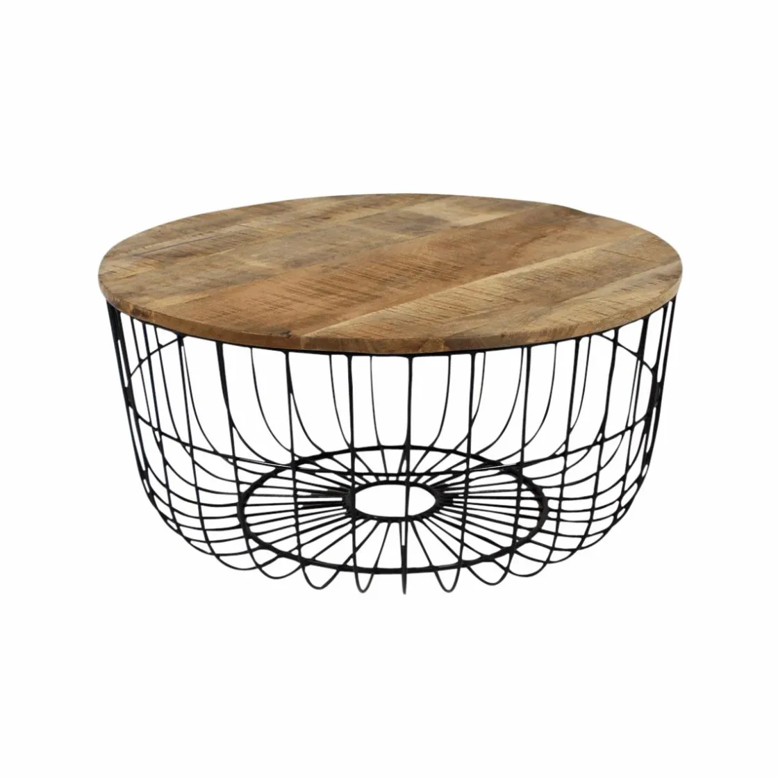 Made in Meubles Table Basse<Table basse en bois de manguier et métal Ella