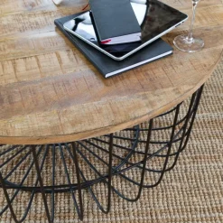 Made in Meubles Table Basse<Table basse en bois de manguier et métal Ella