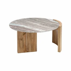 Made in Meubles Table Basse<Table basse en bois de manguier et marbre Isabella