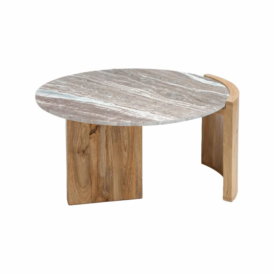 Made in Meubles Table Basse<Table basse en bois de manguier et marbre Isabella