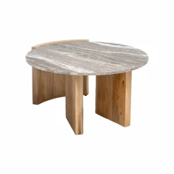 Made in Meubles Table Basse<Table basse en bois de manguier et marbre Isabella