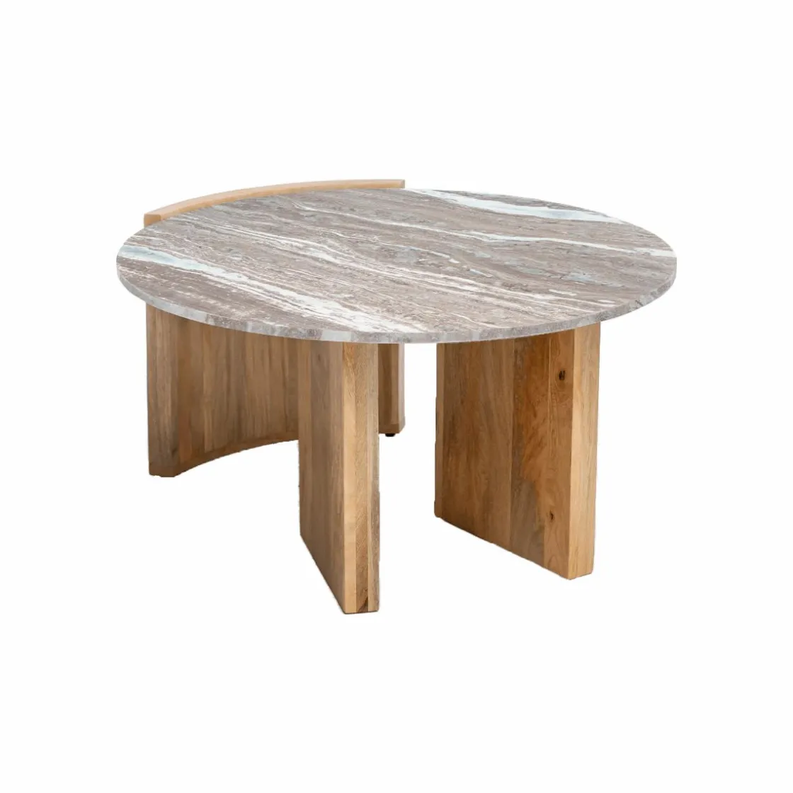 Made in Meubles Table Basse<Table basse en bois de manguier et marbre Isabella