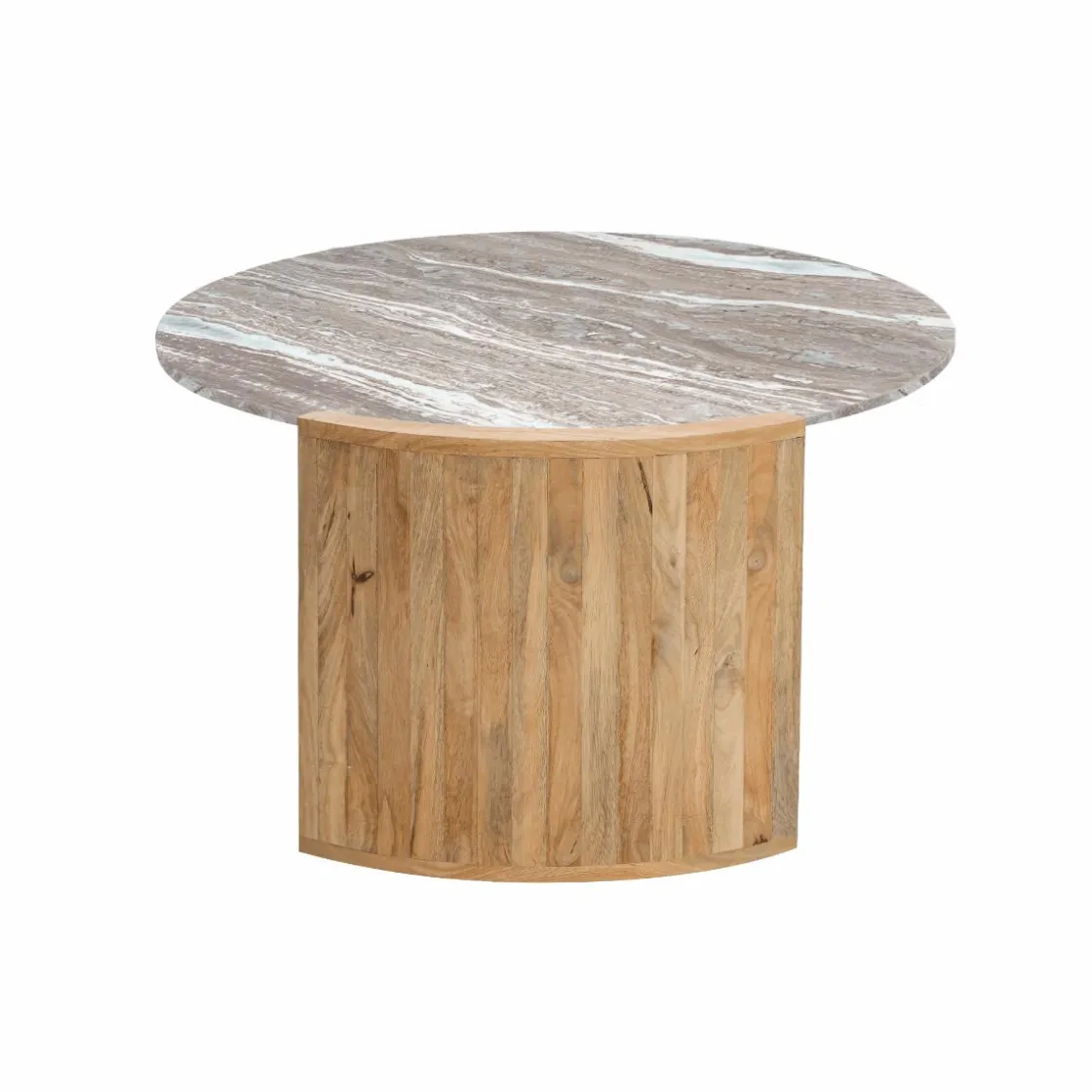Made in Meubles Table Basse<Table basse en bois de manguier et marbre Isabella