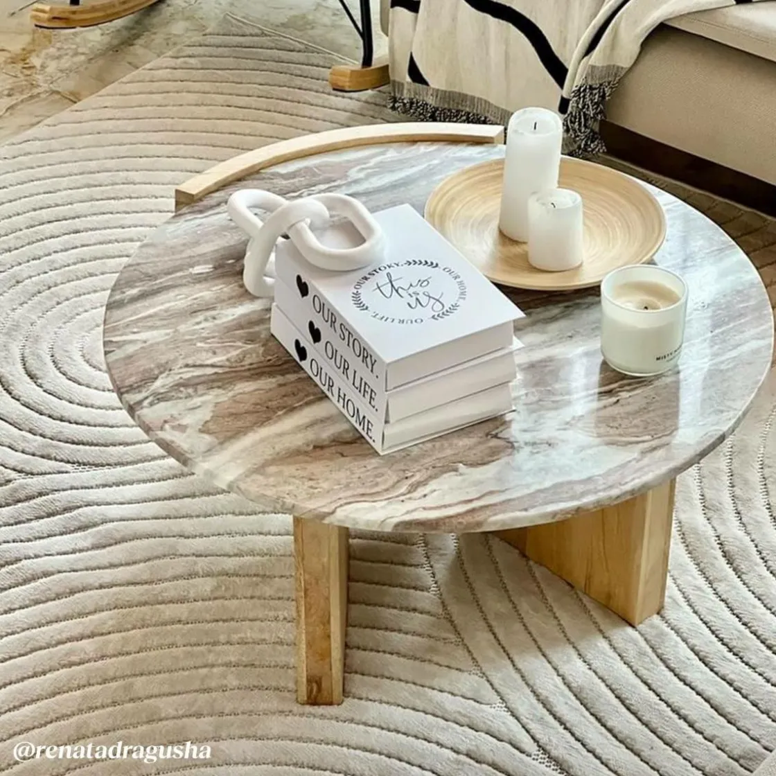 Made in Meubles Table Basse<Table basse en bois de manguier et marbre Isabella