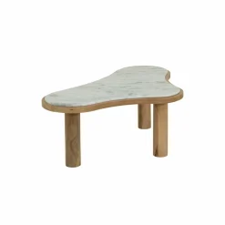 Made in Meubles Table Basse<Table basse en bois de manguier et marbre Adler