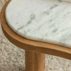 Made in Meubles Table Basse<Table basse en bois de manguier et marbre Adler