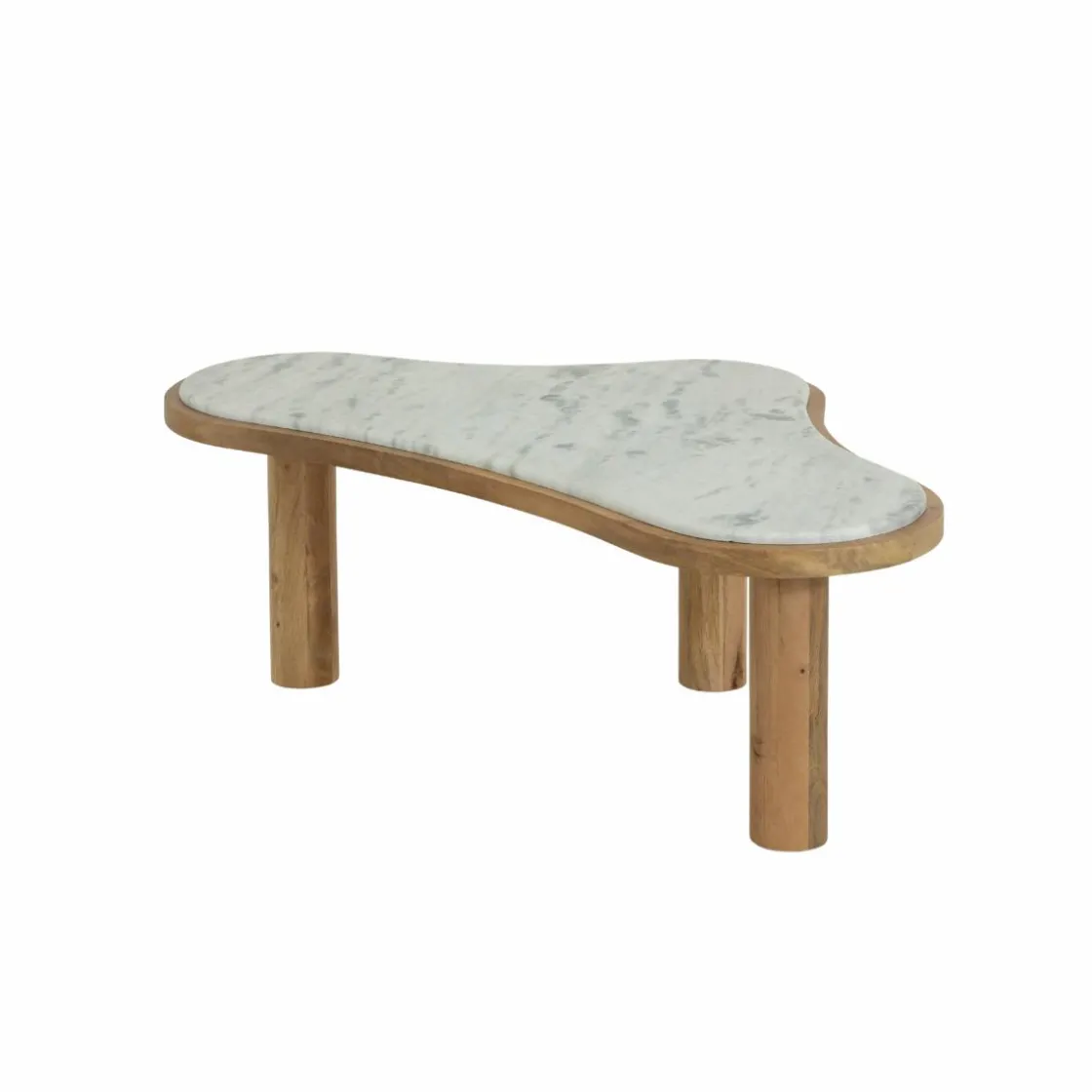 Made in Meubles Table Basse<Table basse en bois de manguier et marbre Adler