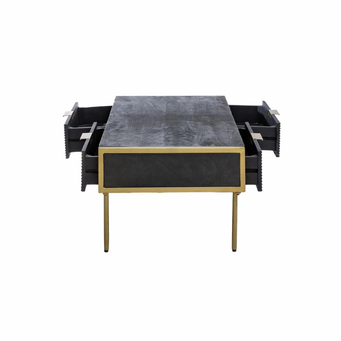 Made in Meubles Table Basse<Table basse en bois de manguier et métal doré Ange