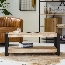 Made in Meubles Table Basse<Table basse en bois de manguier 100 cm New-York