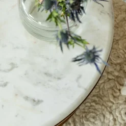 Made in Meubles Table Basse<Table basse en bois de manguier, cannage et marbre Brook